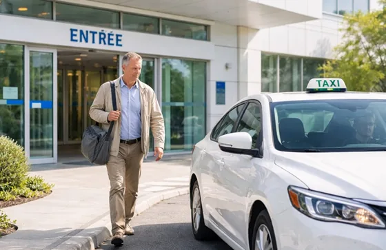 Patient transporté vers un rendez-vous médical par taxi conventionné CPAM